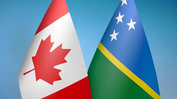 Canada and Solomon Islands two flags together blue background