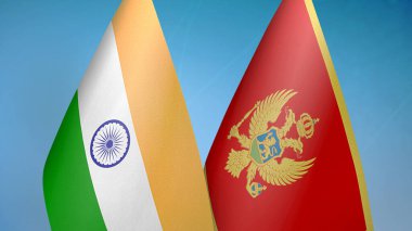 Hindistan ve Karadağ 'da iki bayrak birlikte mavi arkaplan