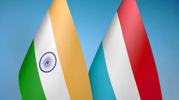 India Luxembourg Two Flags Together Blue Background — Stock Photo, Image