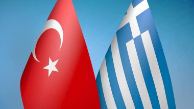 Türkiye ve Yunanistan 'da mavi zemin yan yana iki bayrak