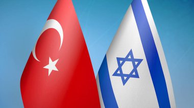 Türkiye ve İsrail 'in iki bayrağı mavi arkaplanda