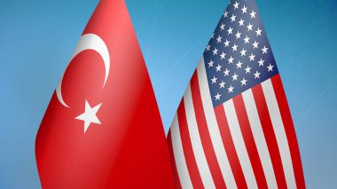 Türkiye ve ABD 'de iki bayrak mavi arkaplanda
