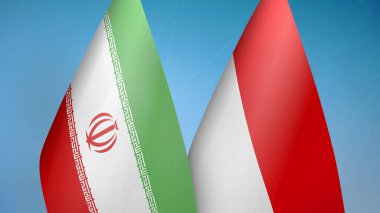 İran ve Endonezya iki bayrak birlikte mavi arkaplan