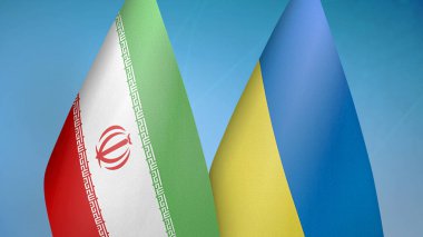 İran ve Ukrayna 'da iki bayrak mavi arka planda