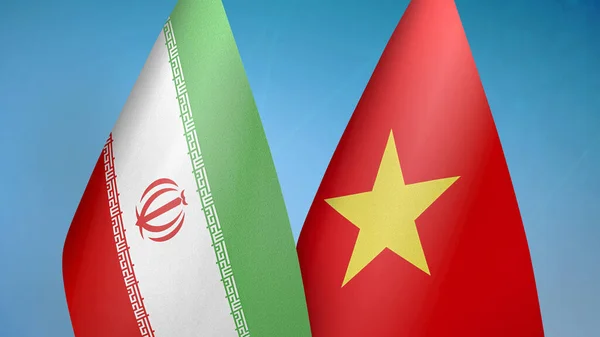 Iran Vietnam Two Flags Together Blue Background — Stock Photo, Image