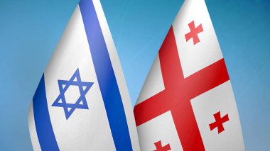 İsrail ve Gürcistan 'ın iki bayrağı mavi arka planda