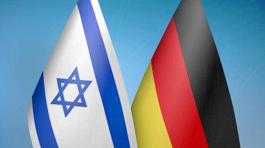 İsrail ve Almanya iki bayrak birlikte mavi arkaplan