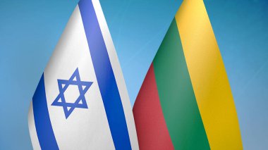 İsrail ve Litvanya iki bayrak birlikte mavi arkaplan