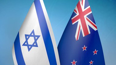 İsrail ve Yeni Zelanda 'da iki bayrak birlikte mavi arkaplan