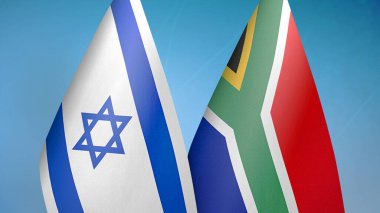 İsrail ve Güney Afrika 'da iki bayrak mavi arkaplanda