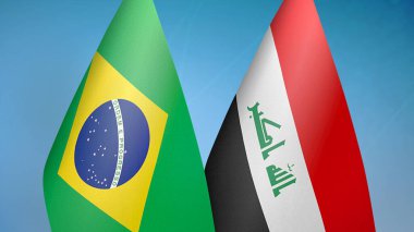 Brezilya ve Irak 'ta iki bayrak mavi arka planda