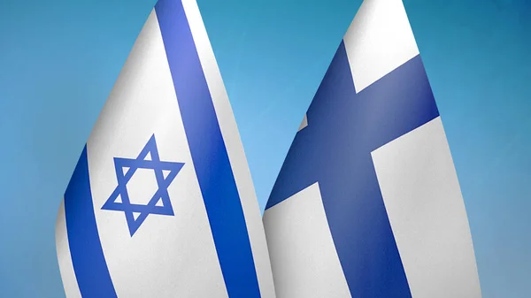 Israel Finland Two Flags Together Blue Background — Stock Photo, Image