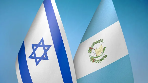 Ισραήλ Και Γουατεμάλα Δύο Σημαίες Μαζί Μπλε Φόντο — Φωτογραφία Αρχείου