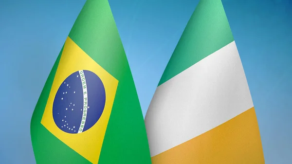 Brasil Irlanda Duas Bandeiras Juntas Fundo Azul — Fotografia de Stock