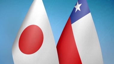 Japonya ve Şili 'de iki bayrak mavi arkaplanda