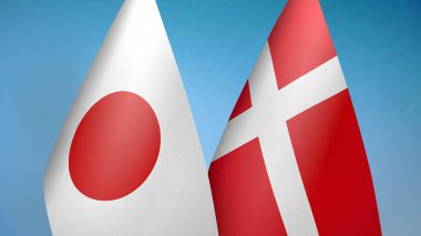 Japonya ve Danimarka mavi arka planda iki bayrak birleştiriyor