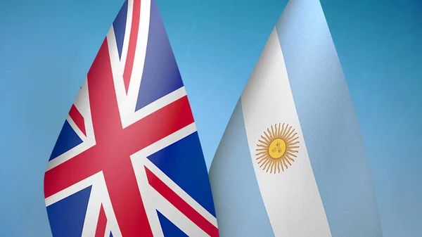 Reino Unido Argentina Dos Banderas Juntas Fondo Azul —  Fotos de Stock
