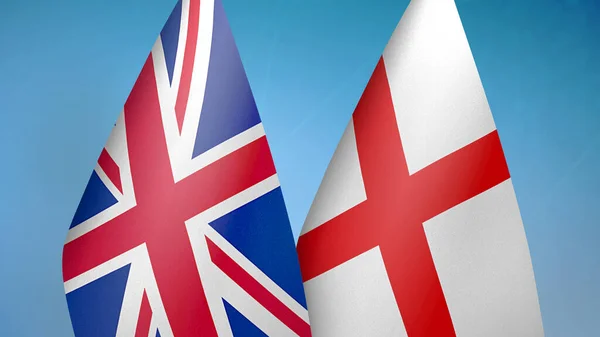 Reino Unido Inglaterra Duas Bandeiras Juntos Fundo Azul — Fotografia de Stock
