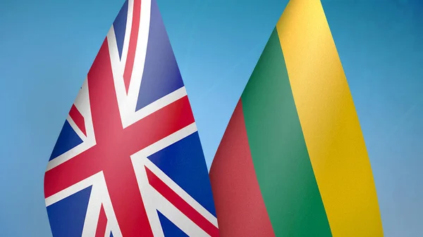 Reino Unido Lituania Dos Banderas Juntas Fondo Azul — Foto de Stock