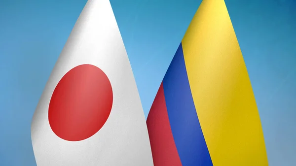 Japan Colombia Two Flags Together Blue Background — Stock Photo, Image