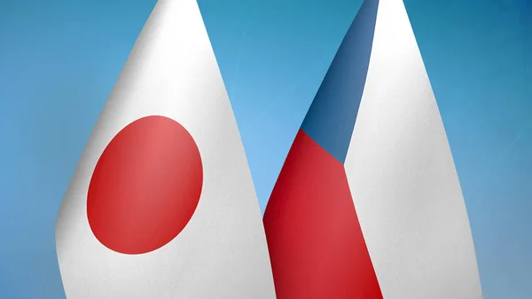 Japan Czech Republic Two Flags Together Blue Background — Stock Photo, Image