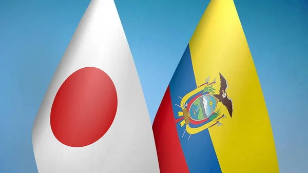 Japan Ecuador Two Flags Together Blue Background — Stock Photo, Image