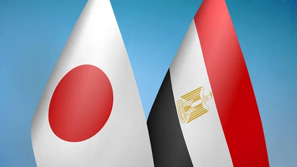 Japan Egypt Two Flags Together Blue Background — Stock Photo, Image