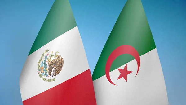 Mexico Algeria Two Flags Together Blue Background — Stock Photo, Image