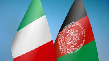 İtalya ve Afganistan 'da iki bayrak mavi arka planda