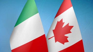 İtalya ve Kanada 'da iki bayrak mavi arkaplanda