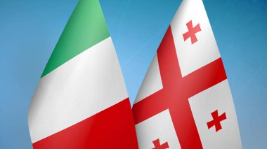 İtalya ve Gürcistan 'da iki bayrak mavi arkaplanda