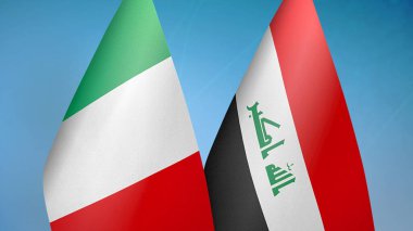 İtalya ve Irak 'ta iki bayrak mavi arka planda