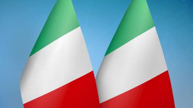 İtalya iki bayrak birlikte mavi arkaplan