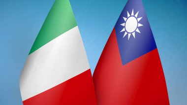 İtalya ve Tayvan 'da iki bayrak birlikte mavi arkaplan