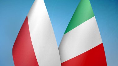 Polonya ve İtalya 'da iki bayrak mavi arkaplanda