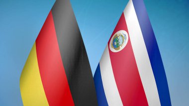 Almanya ve Kosta Rika 'da iki bayrak mavi arkaplanda