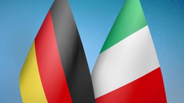Almanya ve İtalya mavi arka planda birlikte iki bayrak