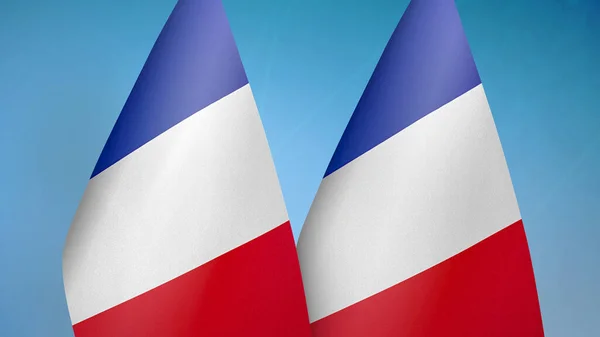 Frankreich Flaggen Zusammen Blauer Hintergrund — Stockfoto