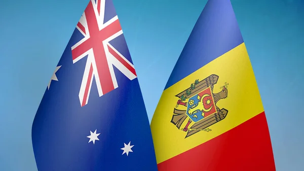 Australia Moldova Two Flags Together Blue Background — Stock Photo, Image