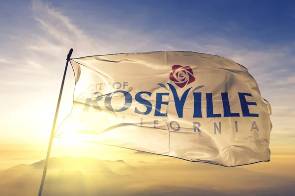 Roseville California Estados Unidos Ondeando Bandera — Foto de Stock