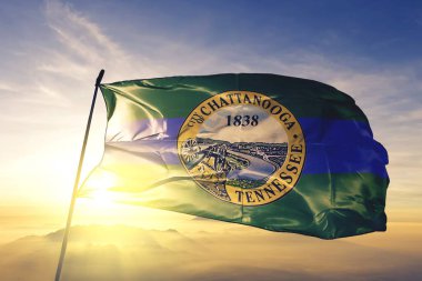 Birleşik Devletler bayrağı dalgalanan Tennessee 'li Chattanooga