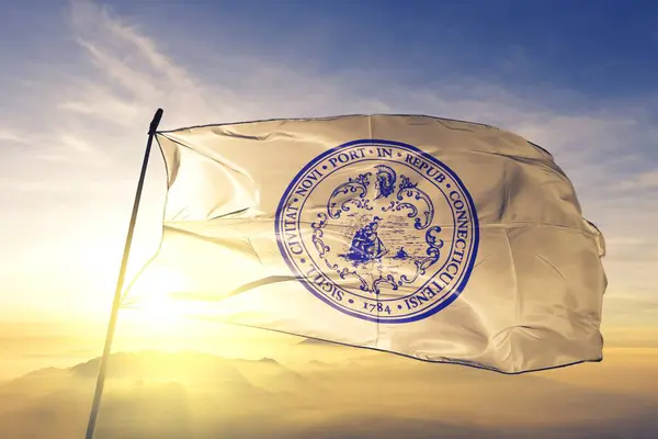 New Haven Connecticut Van Vlag Van Verenigde Staten Zwaaiend — Stockfoto