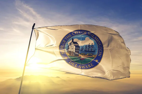 Birleşik Devletler Bayrağı Dalgalanan Delaware Den Wilmington — Stok fotoğraf