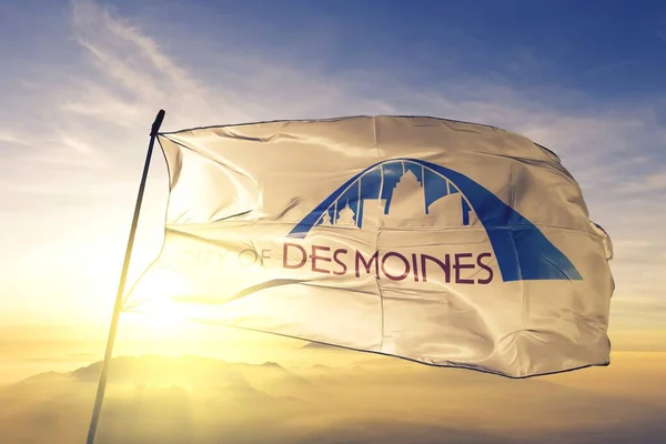 Des Moines Iowa Estados Unidos Ondeando Bandera — Foto de Stock