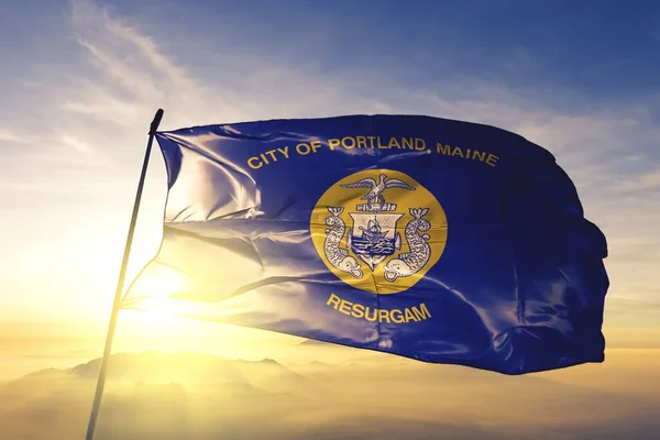 Portland Maine Estados Unidos Ondeando Bandera — Foto de Stock