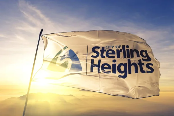 Sterling Heights Michigan Bandera Estados Unidos Ondeando — Foto de Stock