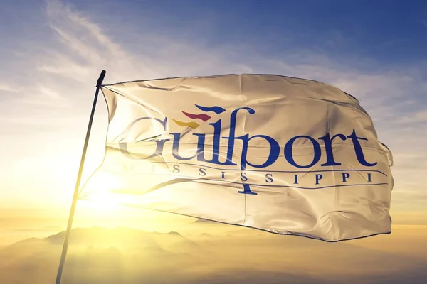 Gulfport Του Μισισιπή Των Ηνωμένων Πολιτειών Κυματίζει Σημαία — Φωτογραφία Αρχείου