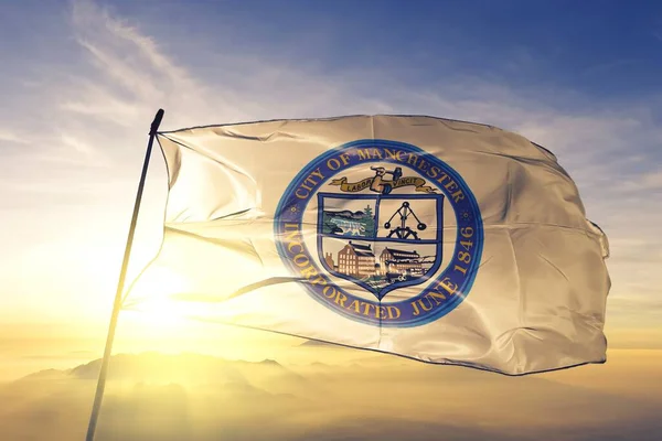 Manchester New Hampshire Estados Unidos Ondeando Bandera —  Fotos de Stock