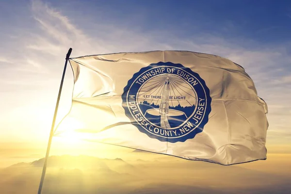 Edison Του New Jersey Των Ηνωμένων Πολιτειών Κυματίζει Σημαία — Φωτογραφία Αρχείου
