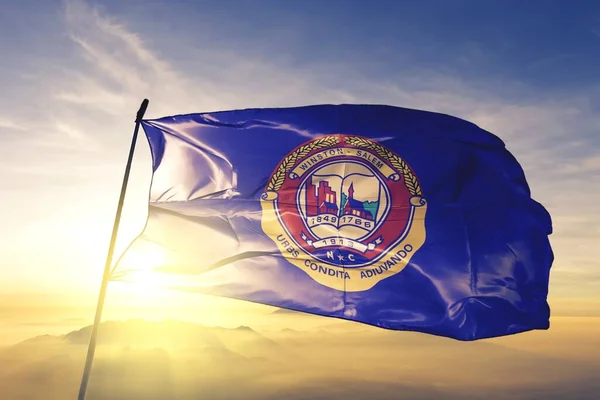 Σημαία Winston Salem Της Βόρειας Καρολίνας Των Ηνωμένων Πολιτειών Κυματίζει — Φωτογραφία Αρχείου